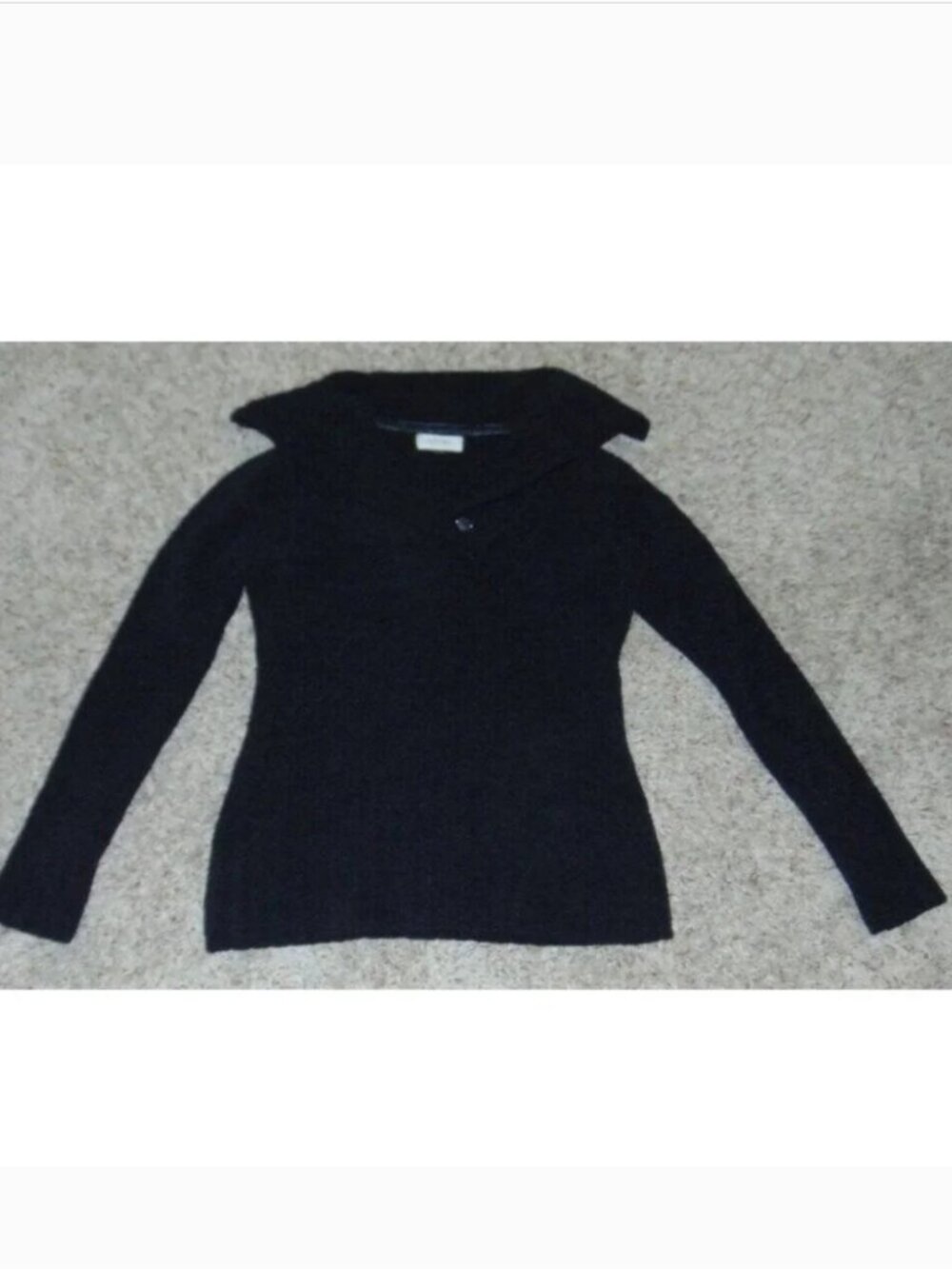 Sonoma Sweater Womens XL Black Button Neck Long Sleeve Collared